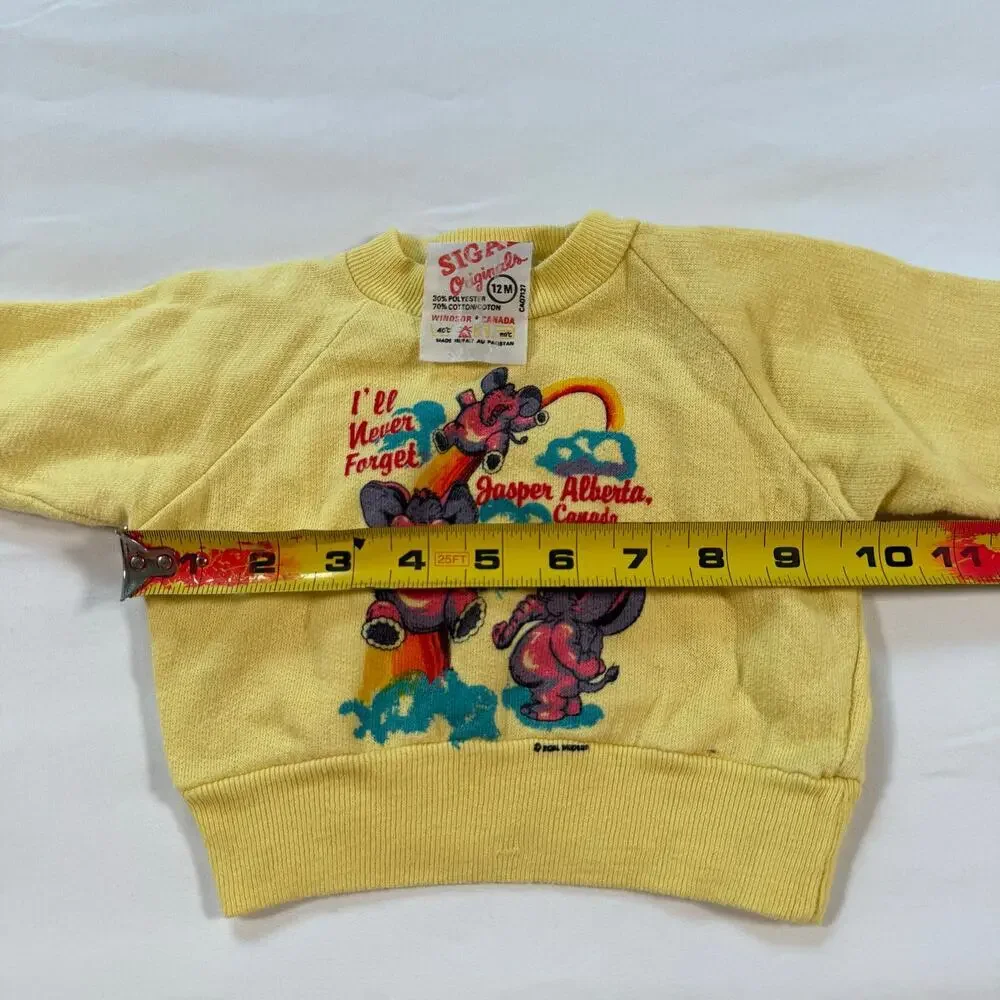 Vintage yellow sweatshirt Jasper Alberta,‎ Canada Signal originals tag size 12M